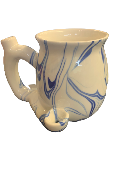 FASHION CRAFT PREMIUM ROAST & TOAST CERAMIC MUG / BLUE MARBLE 11oz