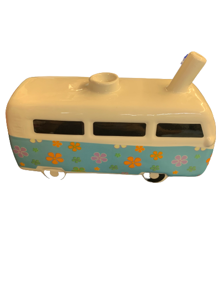 FASHION CRAFT  CERAMIC BUS PIPE / BLUE FLOWERS