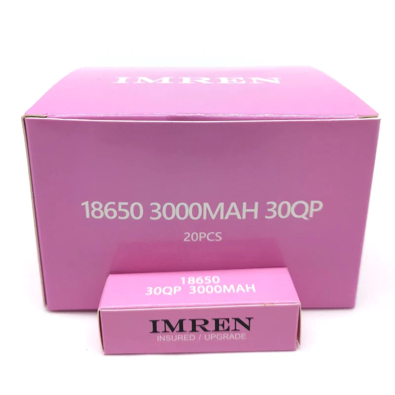 IMREN 20PCS Rechargeable Battery 3.7V 3000mAh 15A