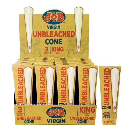 JOB VIRGIN UNBLEACHED CONE KING SIZE 3 PACK