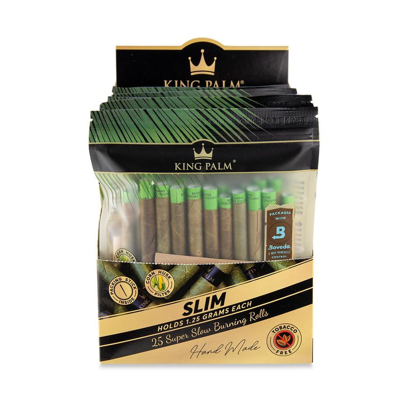 King Palm Slim Size Bulk+Boveda -8Ct /25Pk