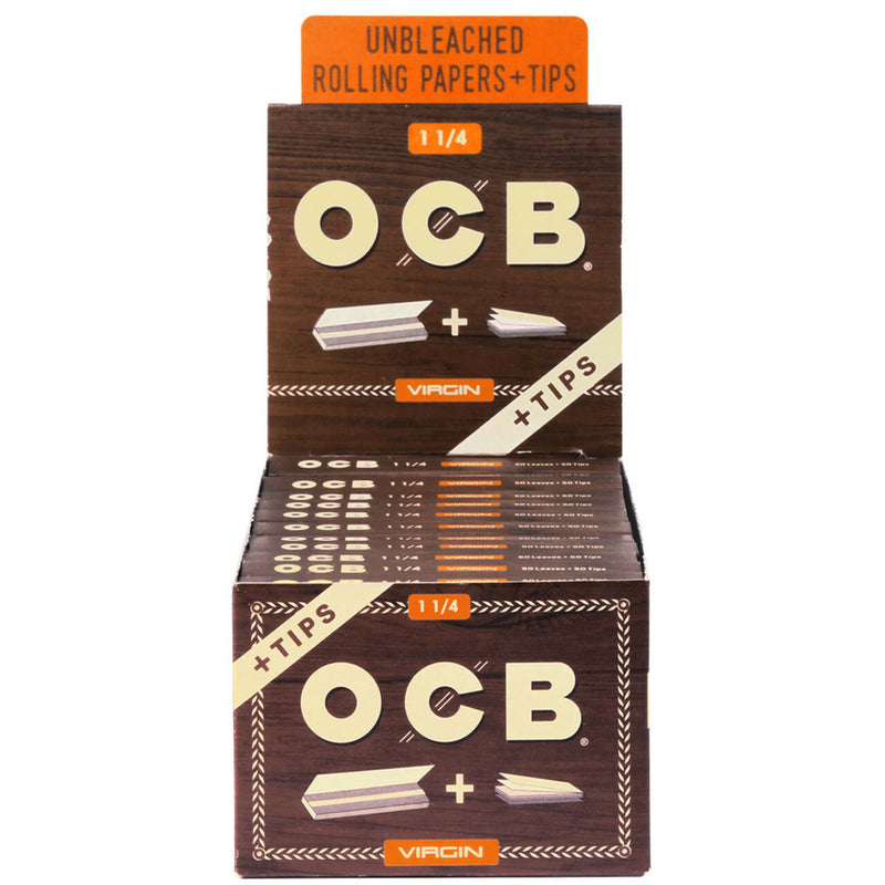 OCB VIRGIN UNBLEACHED ROLLING PAPER+TIPS 1 1/4