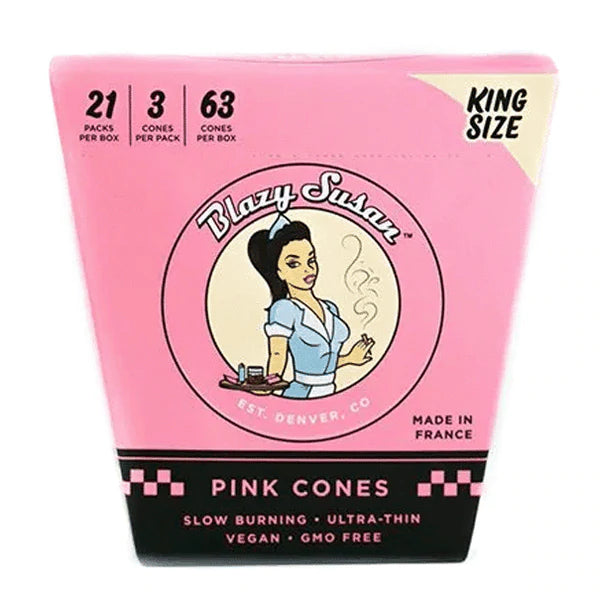 BLAZY SUSAN PINK CONES KING SIZE 21 PACKS PER BOX 3 CONES PER PACK 63 CONES PER BOX