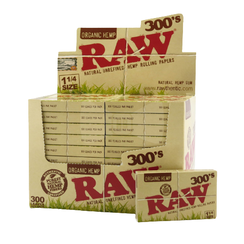 RAW 300's ORGANIC HEMP  1 1/4 SIZE 40 PER BOX