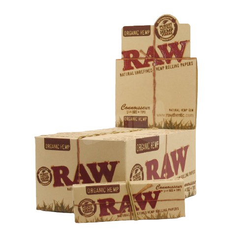 raw organic hemp connoisseur 1 1/4 size+tips 24 per box