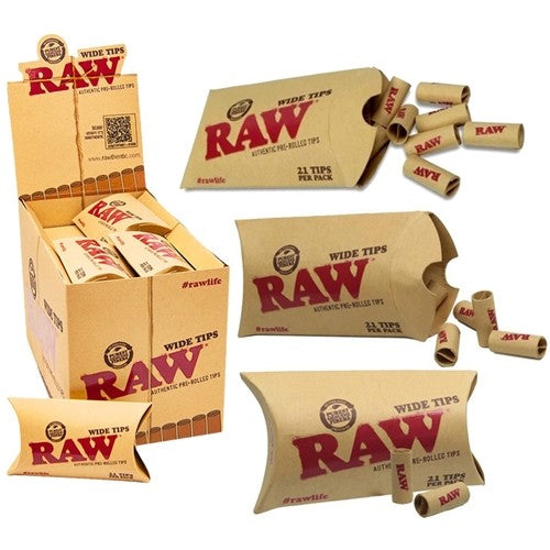 Raw Wide Tips Pre-rolled 20 per box