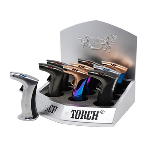 SCORCH TORCH REFILLABLE HAND HELD 45 DEGREE TROCH  DISPLAY OF 12 ASSORTED COLOR 61518