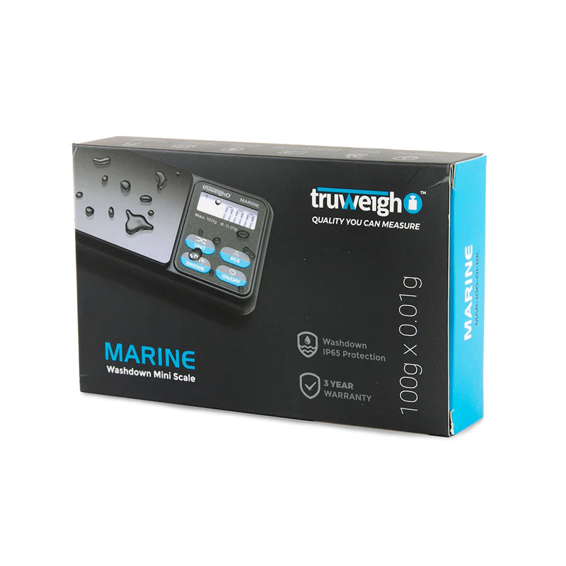 TRUWEIGH MARINE IP65 RATED WASHDOWN MINISCALE - 100G X 0.01G