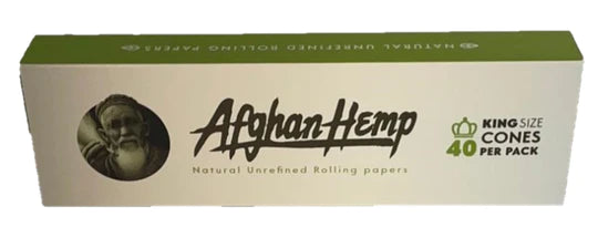 AFGHAN HEMP CONESKING SIZE - 12PACK- 40 CONES- 480 PER BOX