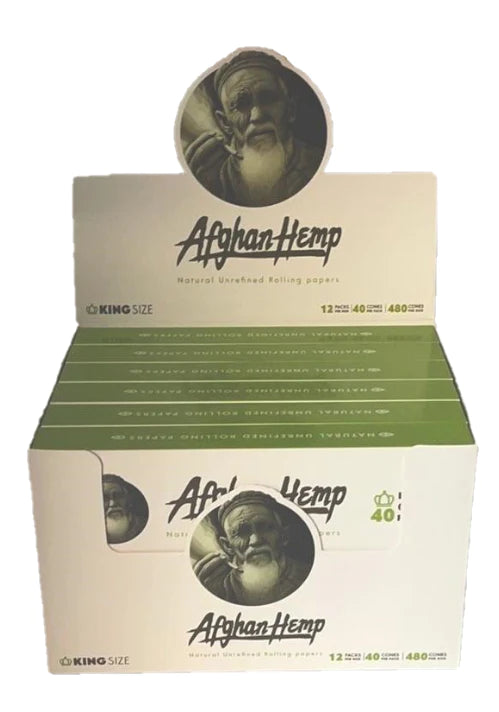 AFGHAN HEMP CONESKING SIZE - 12PACK- 40 CONES- 480 PER BOX