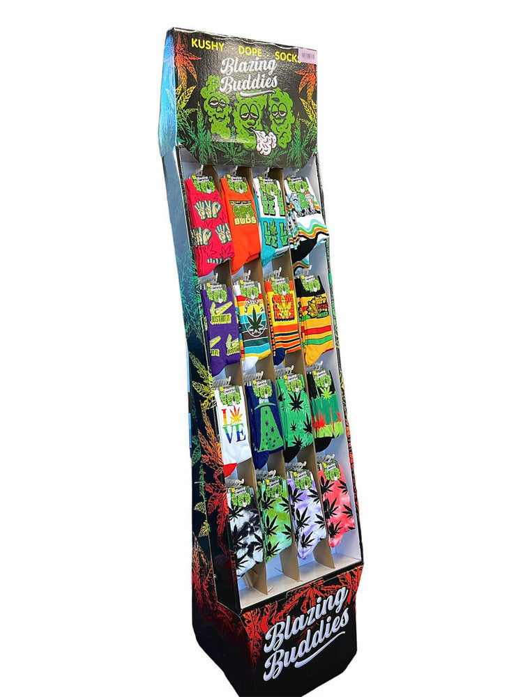 BLAZING BUDDIES VARIETY SOCKS DISPLAY - 96CT