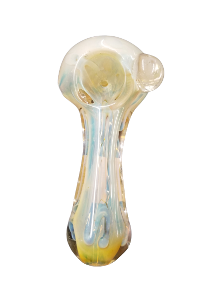 GLASS HAND PIPE YELLOW MIRROR