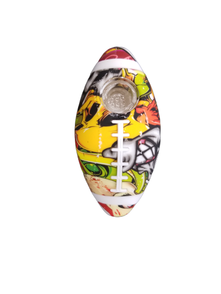 SILCONE HAND PIPE WITH GLASS BOWL AN IN HAND