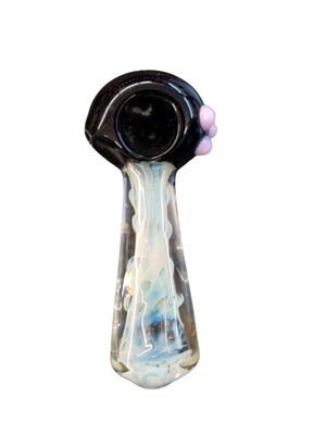 GLASS HAND PIPE BLACK WITH PINK DOTS