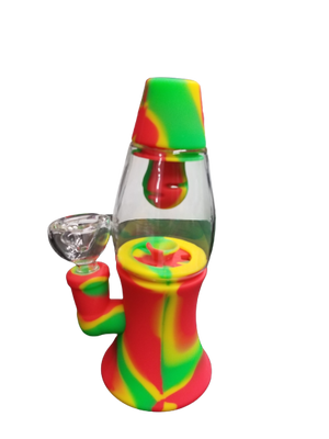 SILICONE WATER PIPE 3 PIECE  RED/GREEN/YELLOW