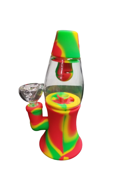 SILICONE WATER PIPE 3 PIECE  RED/GREEN/YELLOW