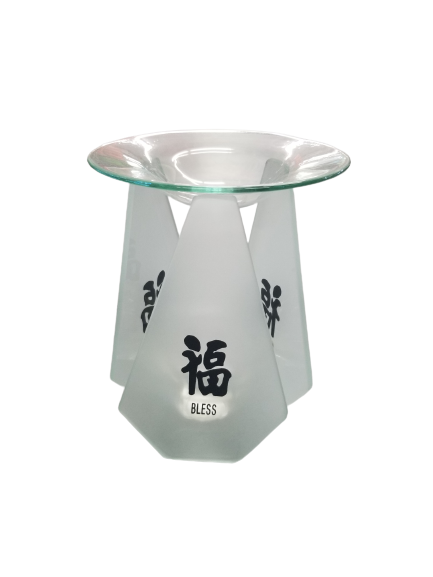 AROMA BURNER CANDLE HOLDER CLEAR CHINESE SYMBOL