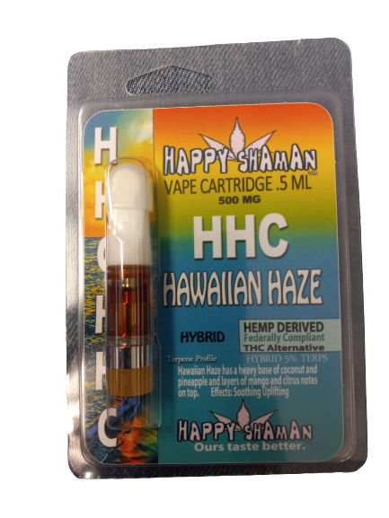 HAPPY SHAMAN VAPE CARTRIDGE .5ML 500MG:HHC- HAWAIIAN HAZE HYBRID