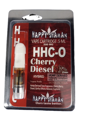 HAPPY SHAMAN VAPE CARTRIDGE .5ML 500MG:HHC-O CHERRY DIESEL HYBRID