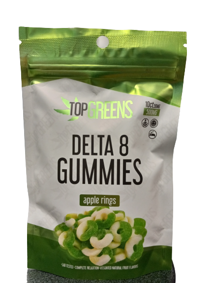 TOP GREENS DELTA 8 GUMMIES 500 MG APPLE RINGS