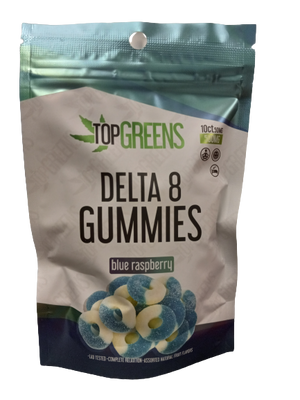 TOP GREENS DELTA 8 GUMMIES 500 MG BLUE RASPBERRY