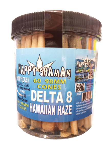 HAPPY SHAMAN HERBS HAWWAIIAN HAZE PRE ROLLS 60 PER JAR BELTA 8