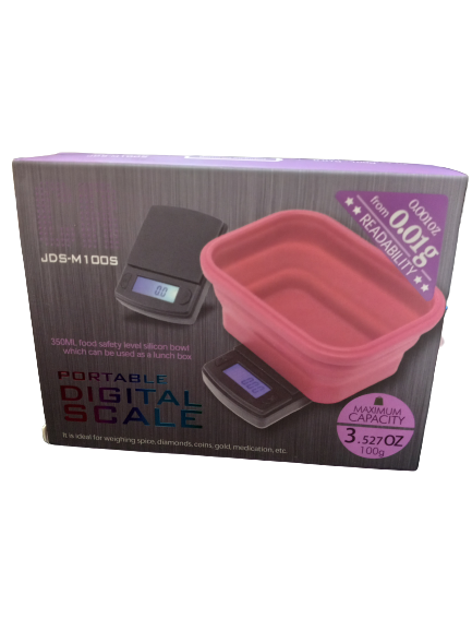 CR PORTABLE DIGITAL SCALE JDS- M 100S MAXIMUM CAPACITY 3,527oz 100g 350ml  SILICON BOWL