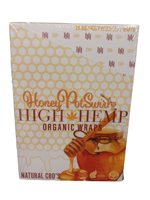 HIGH HEMP ORGANIC WRAPS HONEY POT SWIRL 2 PACK 25 PER BOX