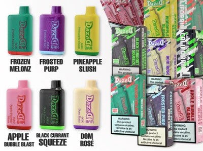 Dazed Bar 6000 Puffs Rechargeable Disposable Vape 10ct box