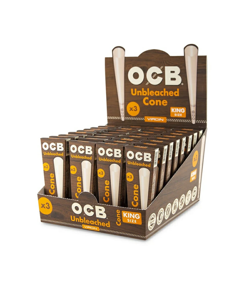 OCB Pre Rolled Cones, Virgin, 1¼ Size, Mini Tower