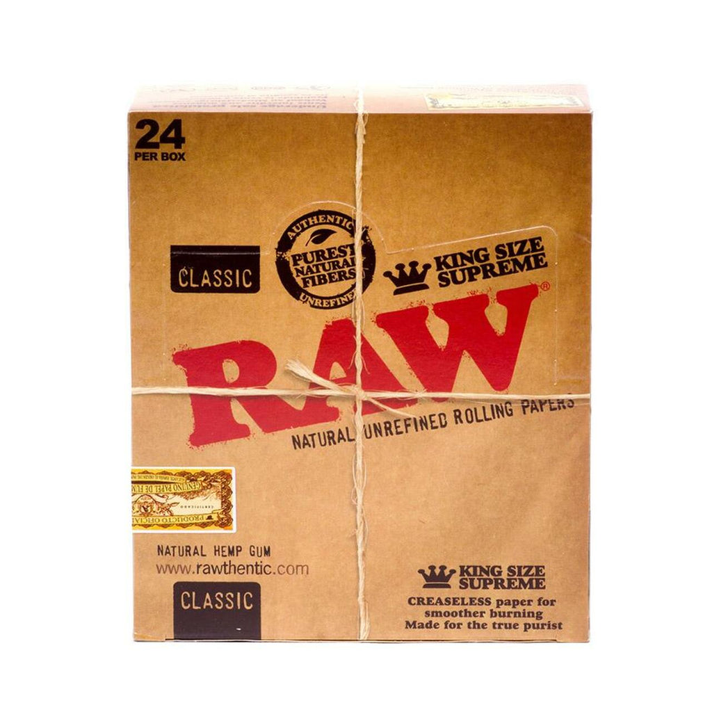 ROLLIG PAPERS:RAW KING SIZE SUPREME ROLLING PAPERS 24 PER BOX