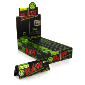 RAW BLACK 1 1/4 ORGANIC HEMP ROLLING PAPERS