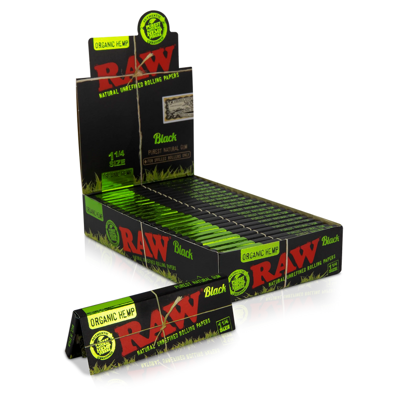 RAW BLACK 1 1/4 ORGANIC HEMP ROLLING PAPERS