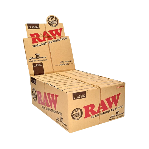 RAW CLASSIC  MASTERPIECE KINGSIZE  SLIM +PRE-ROLL TIPS / 24 PER BOX