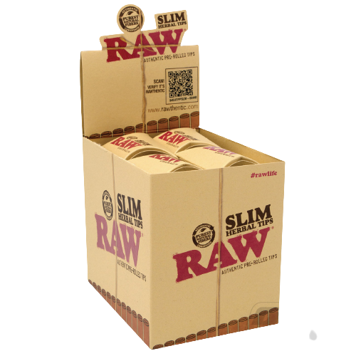 ROLLIG PAPERS:RAW SLIM HERBAL TIPS authentic pre-rolled tips  20 per box