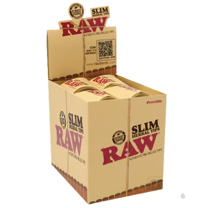 ROLLIG PAPERS:RAW SLIM HERBAL TIPS authentic pre-rolled tips  20 per box