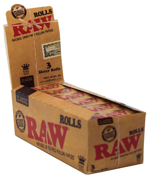 RAW CLASSIC ROLLS KING SIZE 3 METERS/ 12PER BOX